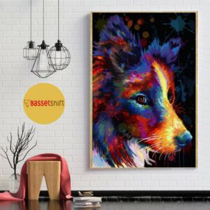 Border Collie colorful art poster canvas 1