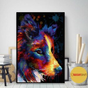 Border Collie colorful art poster canvas 2