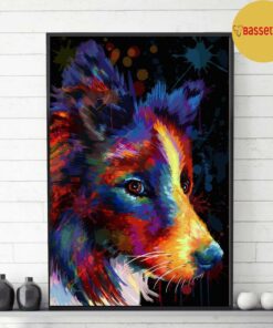 Border Collie colorful art poster canvas 3