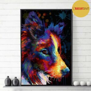 Border Collie colorful art poster canvas 3