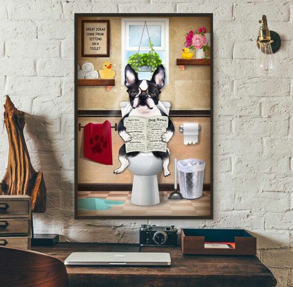 Boston Terriers Dog Toilet poster