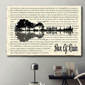 Box of rain lyrics guitar shaped canvas 1