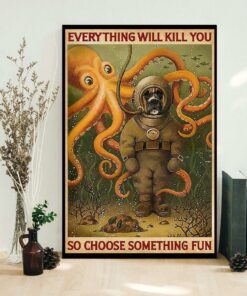 Boxer dog diving everything will kill you so choose something fun poster 1