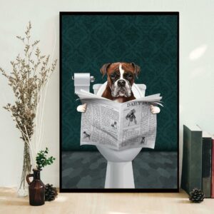 Boxer dog please sit yourself bathroom poster