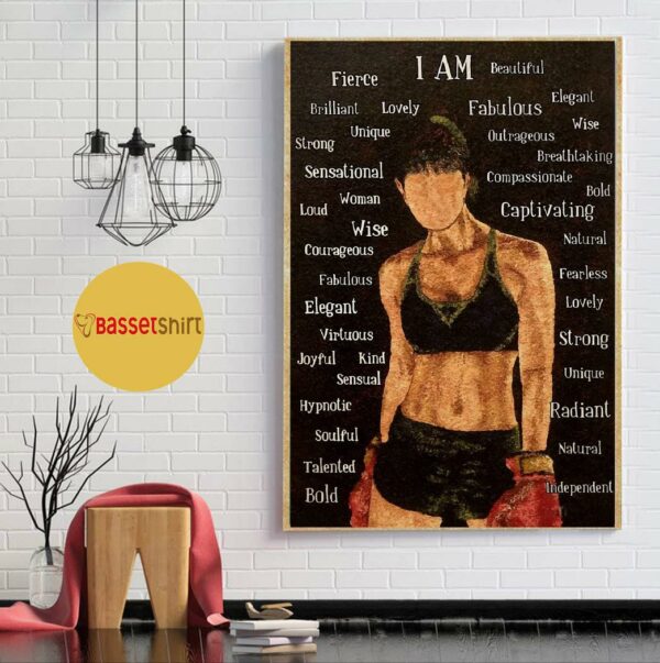 Boxing girl I am wise and loud poster canvas