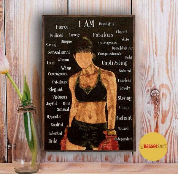 Boxing girl I am wise and loud poster canvas