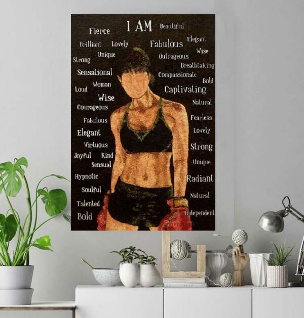 Boxing girl I am wise and loud poster canvas