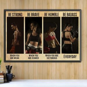 Boxing girl be strong when you are weak be brave when you are scared horizontal canvas