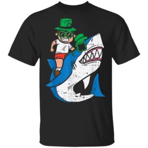 Boy Riding Irish Shark Funny St Patricks Day Kids T-Shirt, Long Sleeve, Tank Top