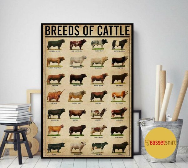 Breeds of cattle poster canvas