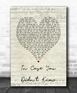 Brett Young In Case You Didnt Know Script Heart Song Lyric Quote Poster Canvas 1