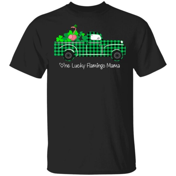 Buffalo Plaid Truck One Lucky Flamingo Mama St Patricks Day T-Shirt, Long Sleeve, Tank Top