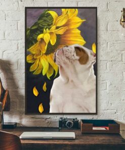 Bulldog Sunflower poster canvas 1