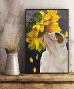 Bulldog Sunflower poster canvas 2