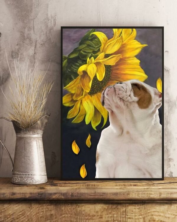 Bulldog Sunflower poster canvas