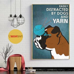 Bulldog easily distracted by dogs and yarn poster