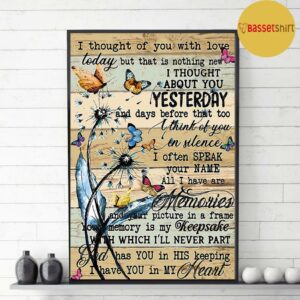 Butterfly I thought of you with love today poster canvas 3