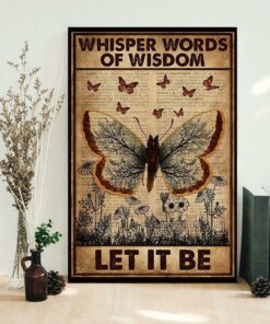 Butterfly hippie girl whisper words of wisdom let it be canvas 1