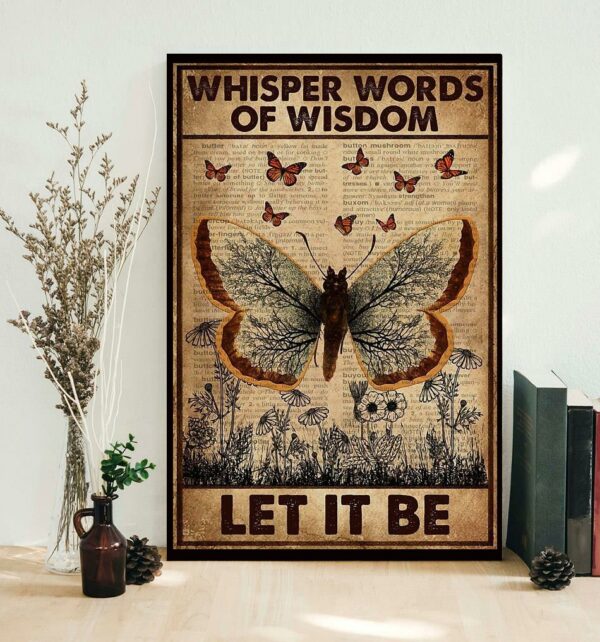 Butterfly hippie girl whisper words of wisdom let it be canvas