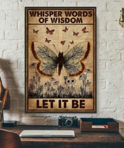 Butterfly hippie girl whisper words of wisdom let it be canvas 3
