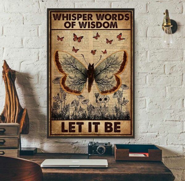 Butterfly hippie girl whisper words of wisdom let it be canvas