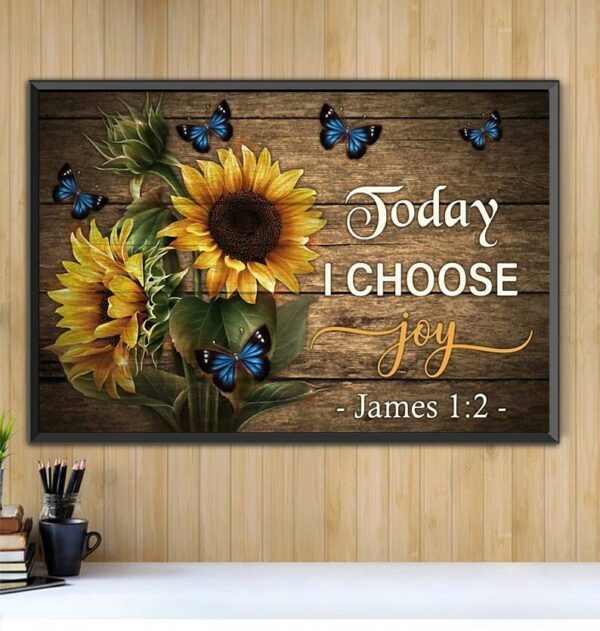 Butterfly sunflower Today I Choose Joy horizontal canvas