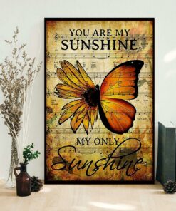 Butterfly sunflower you are my sunshine music sheet poster 1