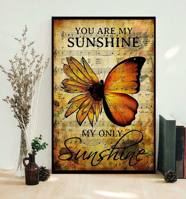 Butterfly sunflower you are my sunshine music sheet poster