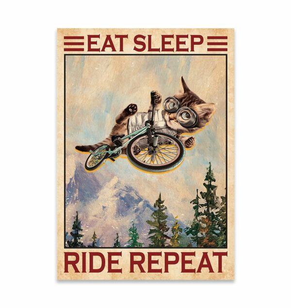 Cat Eat Sleep Ride Repeat Canvas, Poster