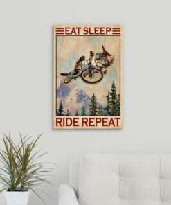 Cat Eat Sleep Ride Repeat Canvas Poster 2