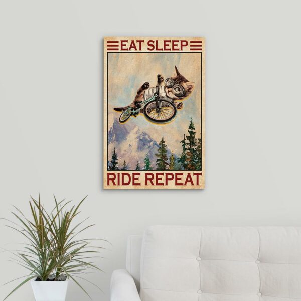 Cat Eat Sleep Ride Repeat Canvas, Poster