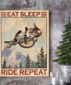 Cat Eat Sleep Ride Repeat Canvas Poster 3
