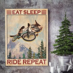 Cat Eat Sleep Ride Repeat Canvas Poster 3