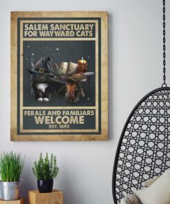 Cat Halloween Salem Sanctuary For Wayward Witch Canvas Poster 2