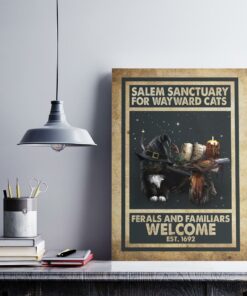 Cat Halloween Salem Sanctuary For Wayward Witch Canvas Poster 3