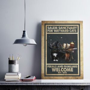 Cat Halloween Salem Sanctuary For Wayward Witch Canvas Poster 3