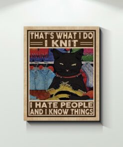 Cat I Knit I Hate People And I Know Things Canvas Poster 2