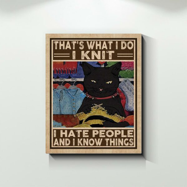 Cat I Knit I Hate People And I Know Things Canvas, Poster