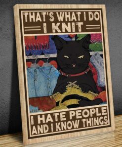 Cat I Knit I Hate People And I Know Things Canvas Poster 3