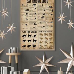 Cat Knowledge Vintage Poster Canvas 3