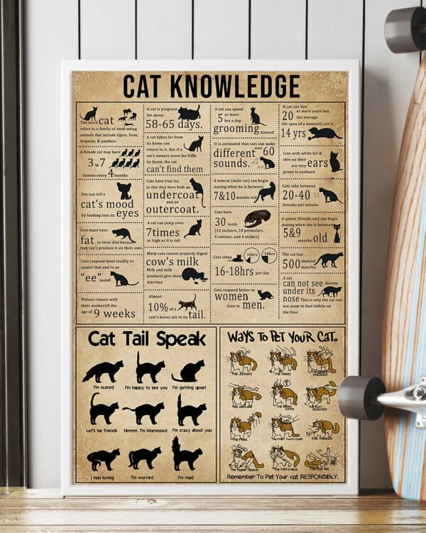 Cat Knowledge Vintage Poster, Canvas