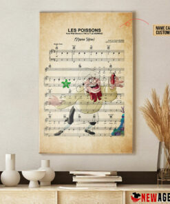 Chef Louis The Litte Mermaid Les Poissons Sheet Music Poster Canvas 1