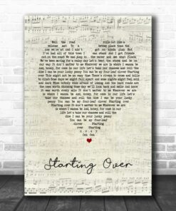 Chris Stapleton Starting Over Script Heart Song Lyric Music Poster Canvas 1