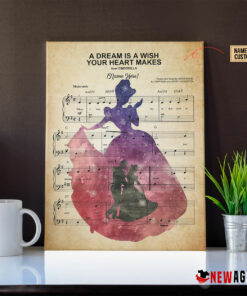 Cinderella A Dream Is A Wish Your Heart Makes Sheet Music Poster Canvas 1