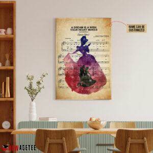 Cinderella A Dream Is A Wish Your Heart Makes Sheet Music Poster Canvas 4