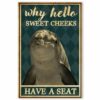 Dolphin Why Hello Sweet Cheeks Have A Seat Vintage Poster, Canvas