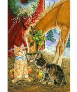 Farmer Life Cat And Horse Animals Lovers Vertical Poster Canvas 4