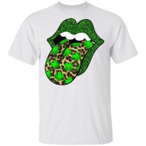 Green glitter lips leopard Rolling Stones cute Saint Patrick’s Day Shirt