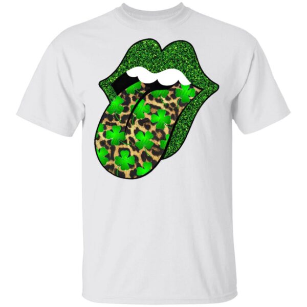 Green glitter lips leopard Rolling Stones cute Saint Patrick’s Day Shirt