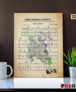 Grim Grinning Ghosts Sheet Music Haunted Mansion Hitchhiking Ghosts over Poster Canvas 1
